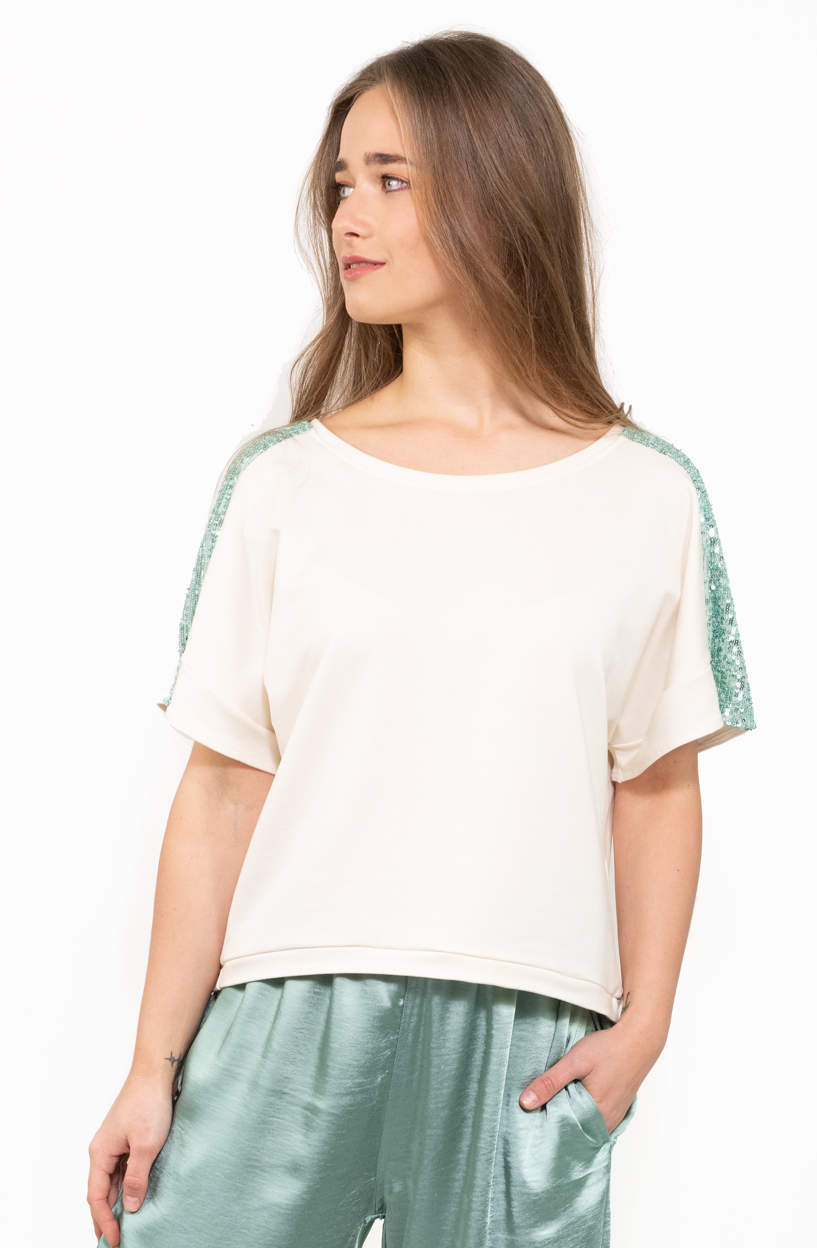 Light Sweat Shirt mit Paillette