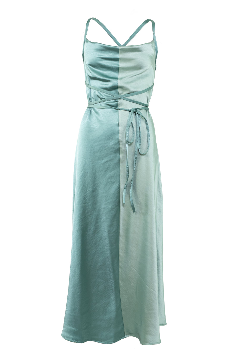 Glänzendes Kleid 2-Tone Aqua