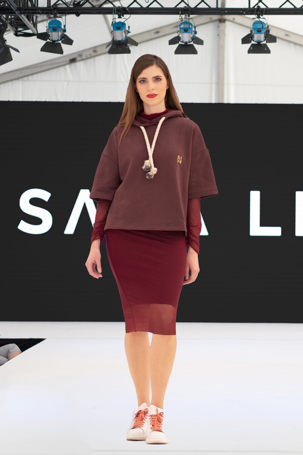 Geraffter Mesh-Rock Burgundy