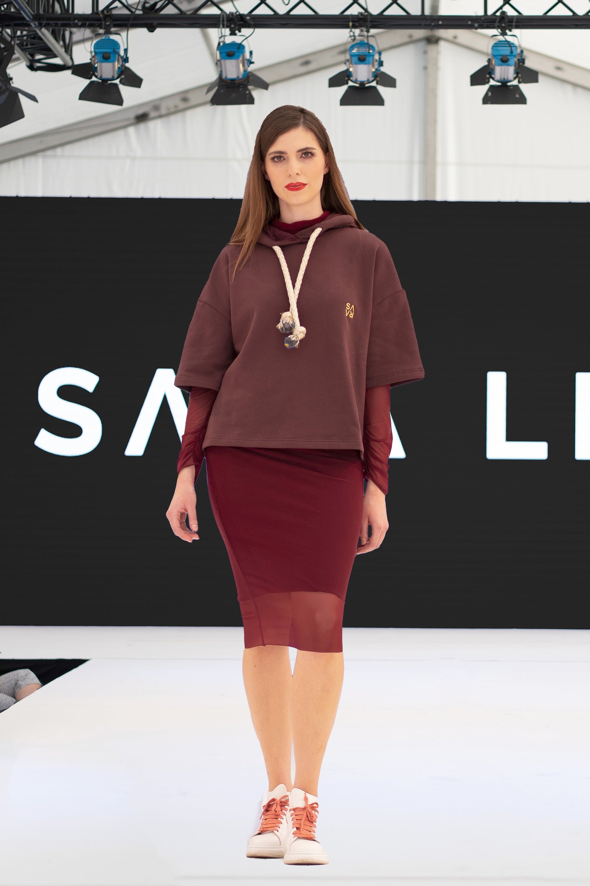 Geraffter Mesh-Rock Burgundy