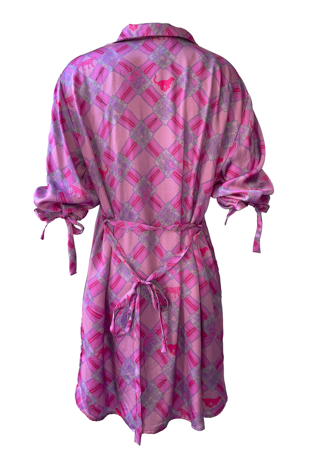 Karo Satin Blusenkleid