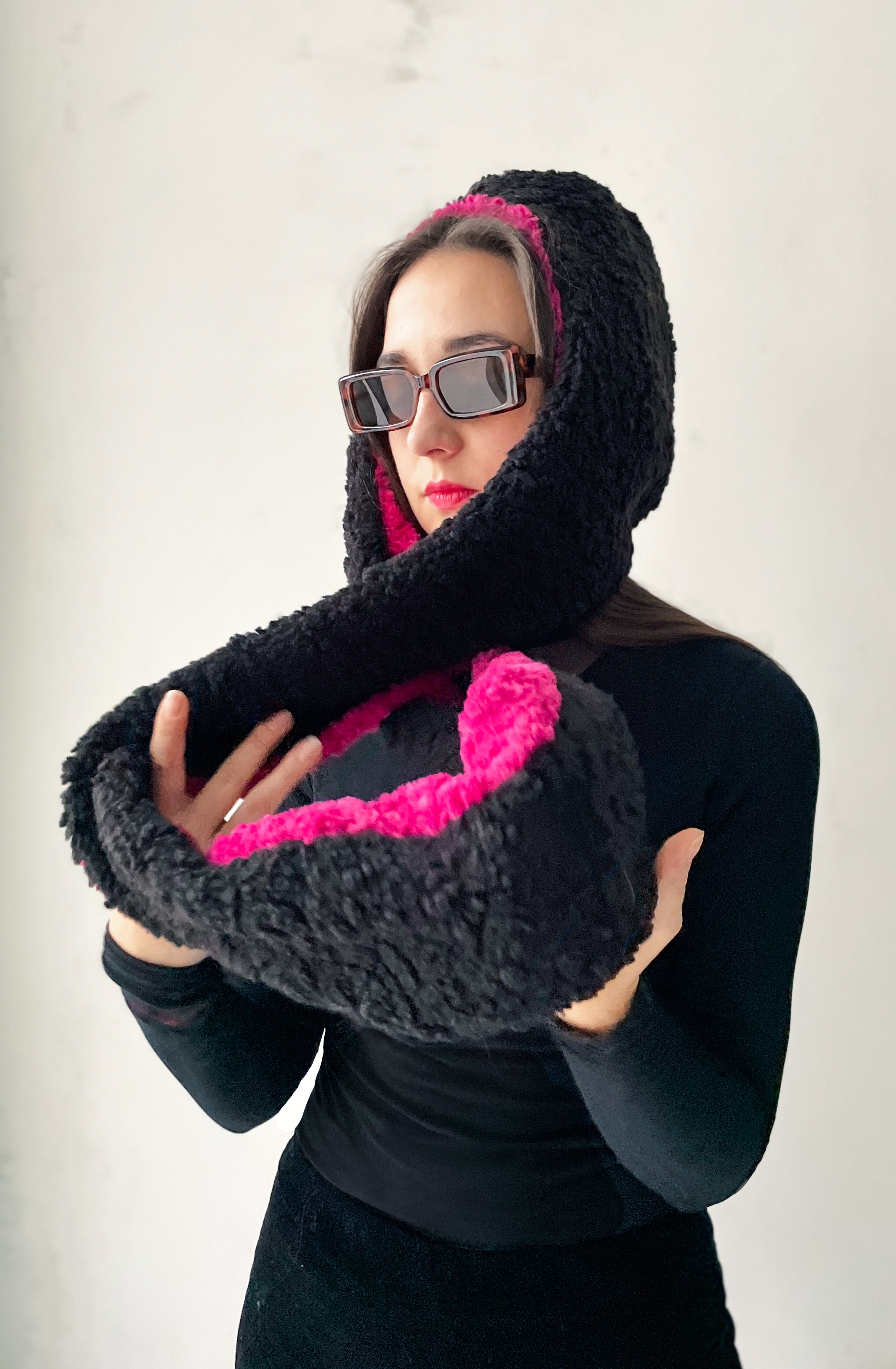 Balaclava Hoop Mütze | Black/Pink