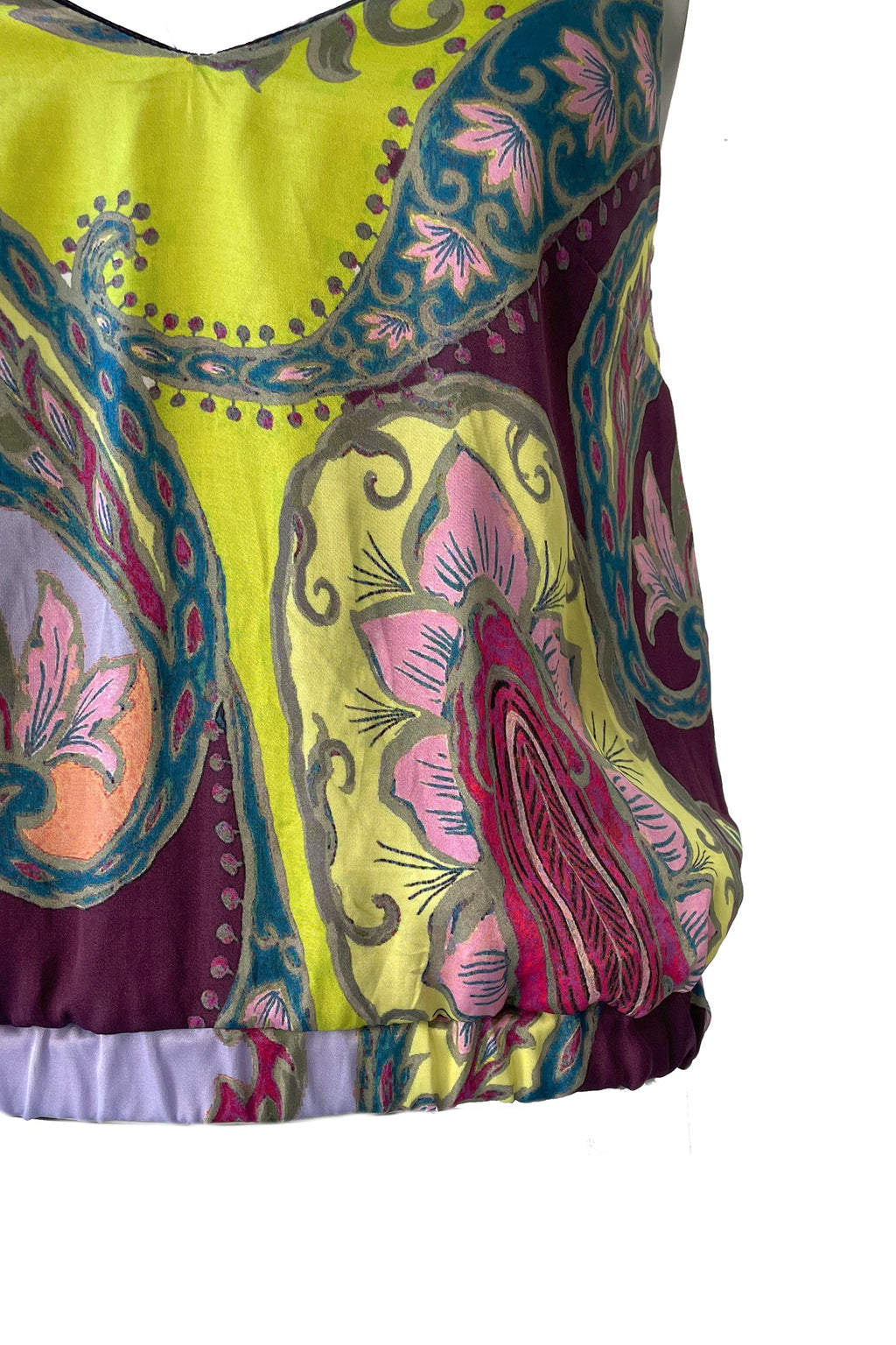 Cropped Satin Top Paisley