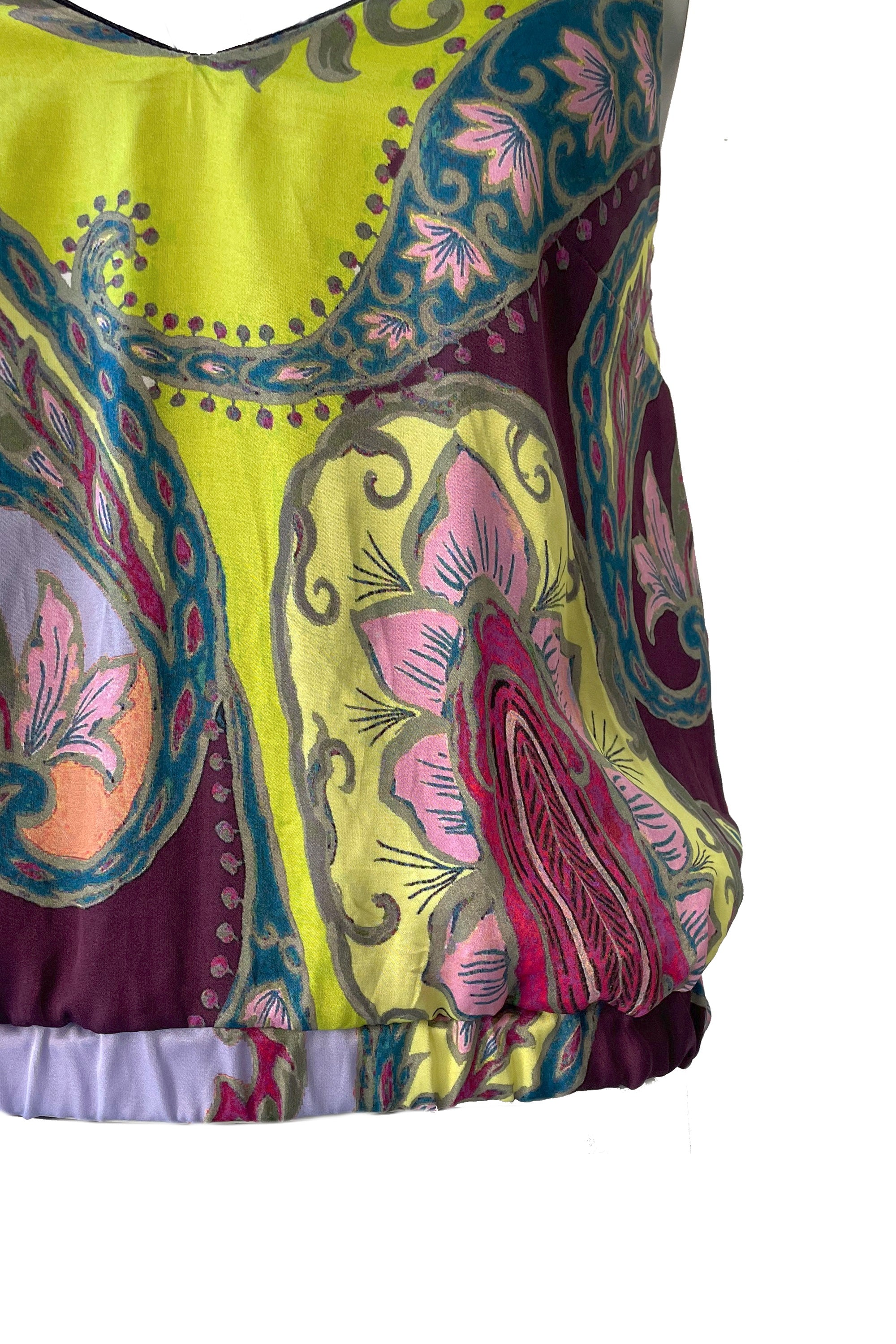 Cropped Satin Top Paisley