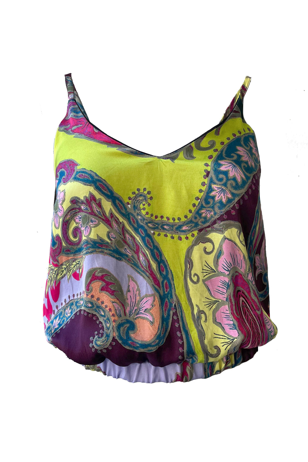 Cropped Satin Top Paisley